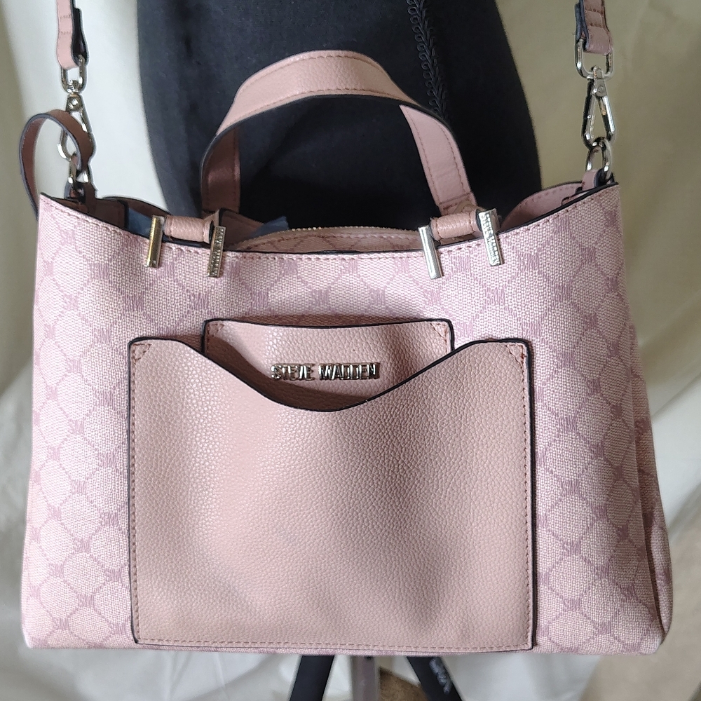 Steve Madden Blush Pink Satchel Bag,Removable Case & Card, ID Holder . NWOT